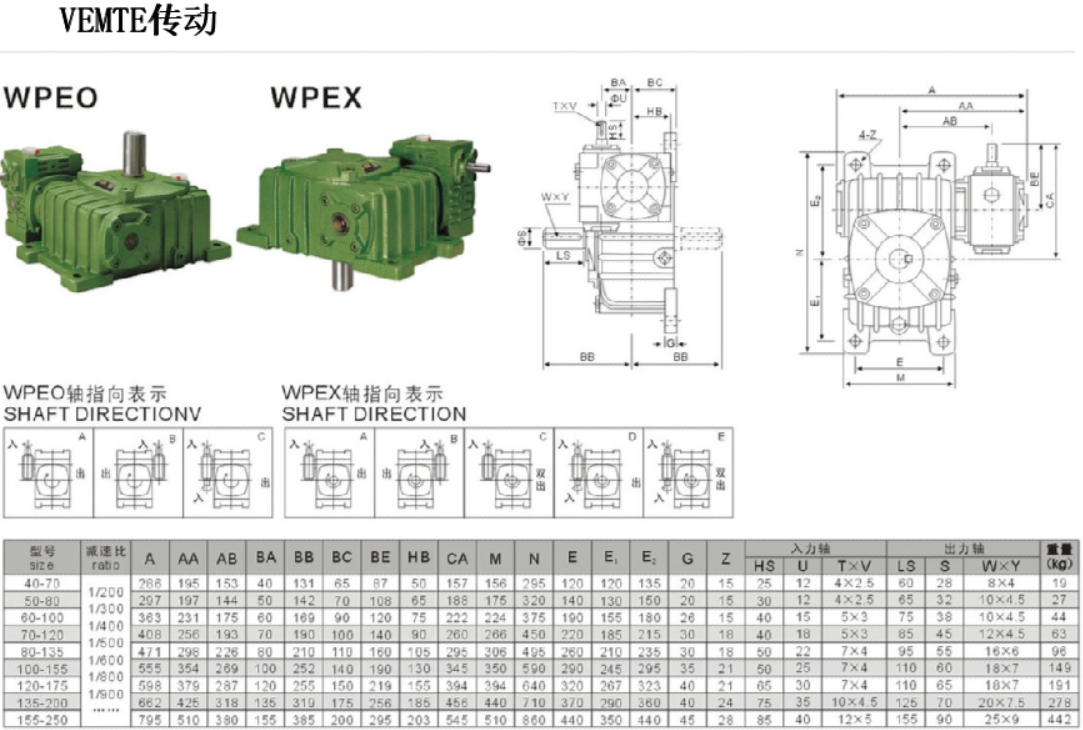 WPEO減速機(jī)安裝尺寸圖紙