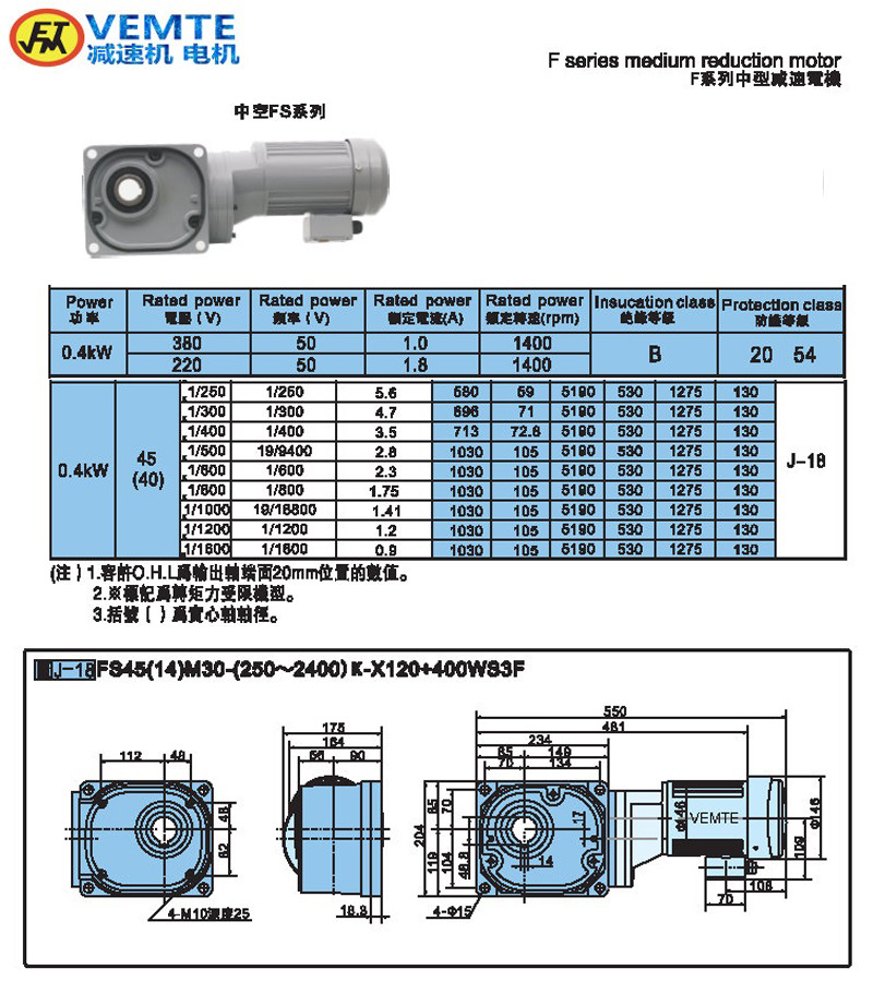 縮框型大速比0.4KW-空心軸