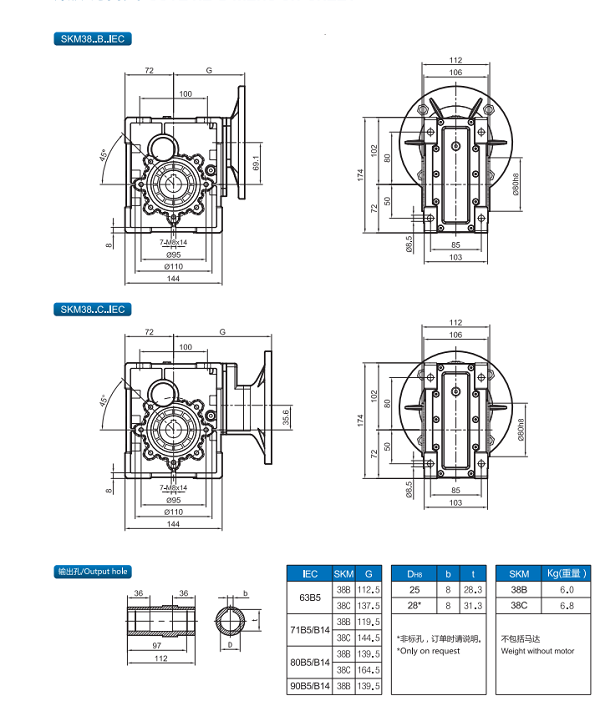 SKM38減速機尺寸圖紙