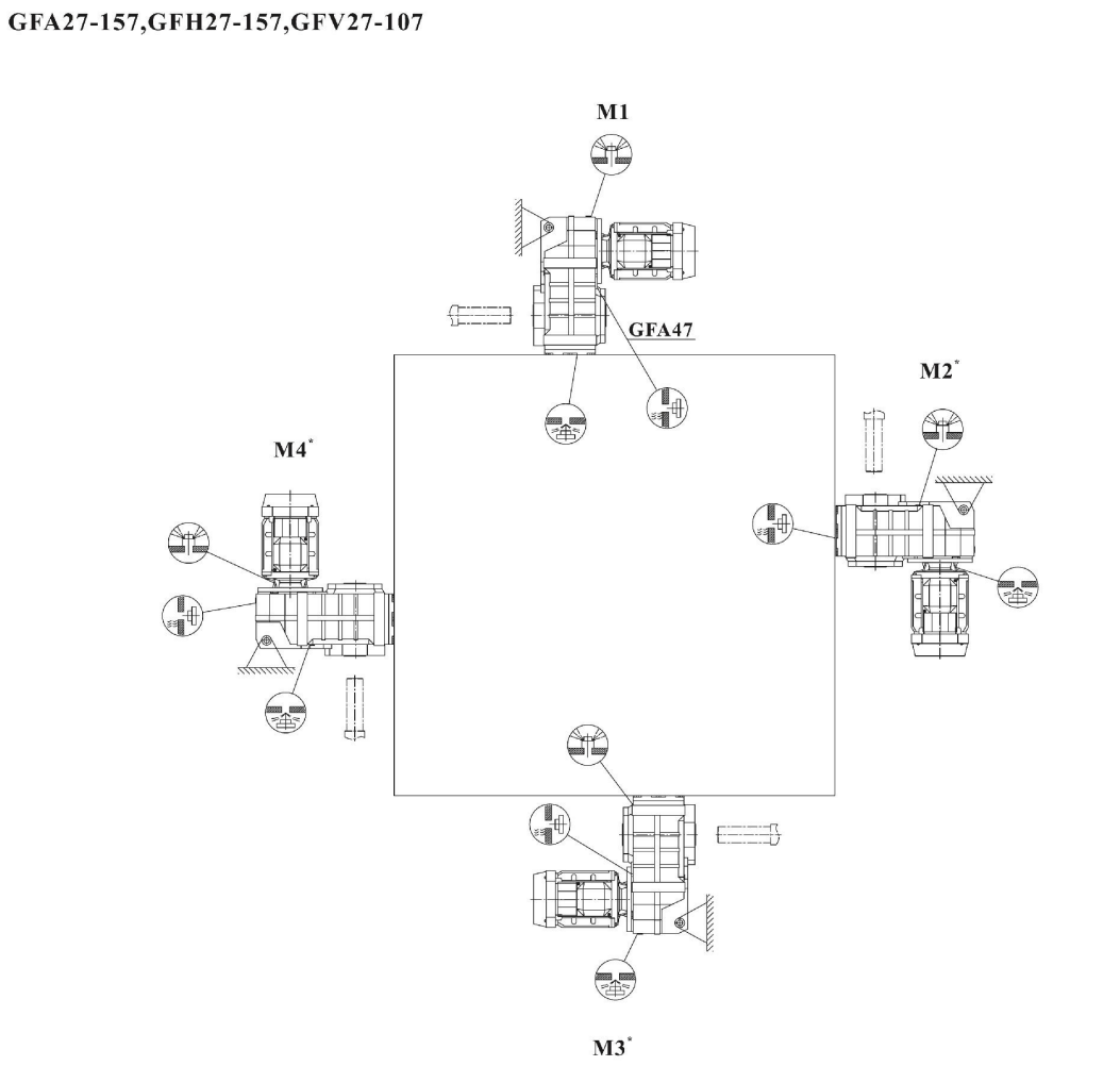 FA FH FV27-107減速機安裝方位圖